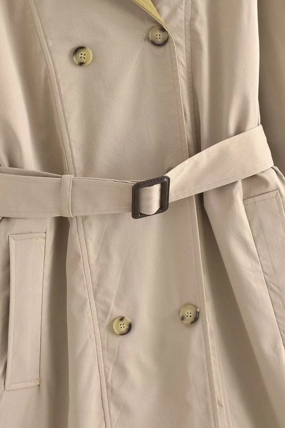 'Charlotte' Color-Blocked Long-Sleeve Collared Trench Coat