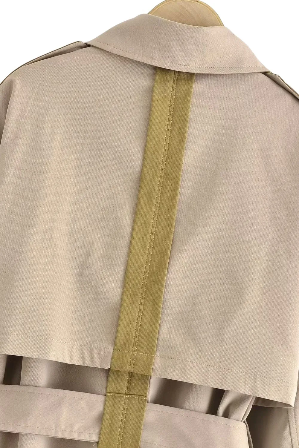 'Charlotte' Color-Blocked Long-Sleeve Collared Trench Coat