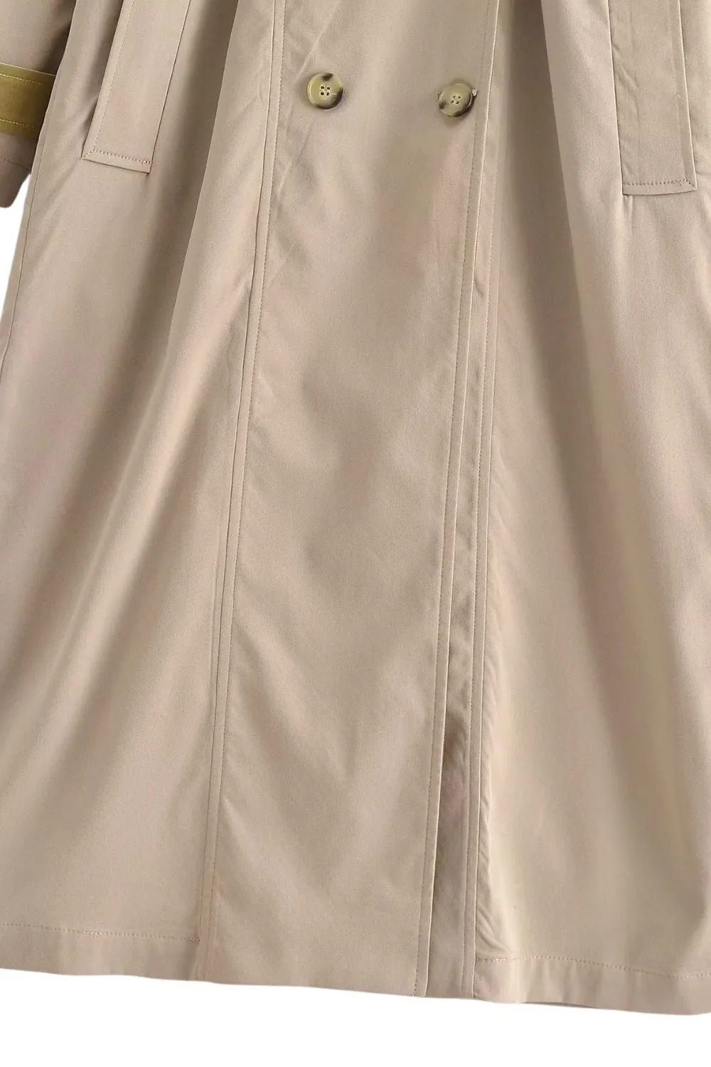 'Charlotte' Color-Blocked Long-Sleeve Collared Trench Coat