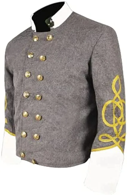 Civil War CS Officer's Grey with Off White 3 Braid Double Breast Shell Jacket