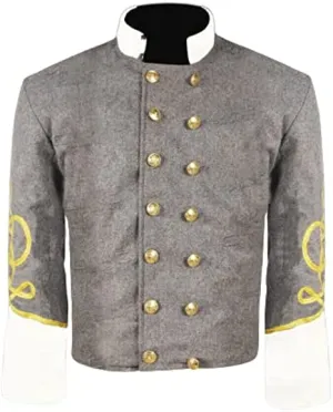 Civil War CS Officer's Grey with Off White 3 Braid Double Breast Shell Jacket