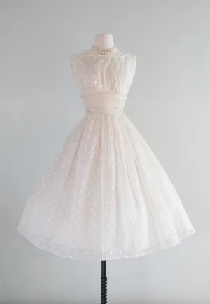 Classic 1950's Polka Dot Party Dress / Small