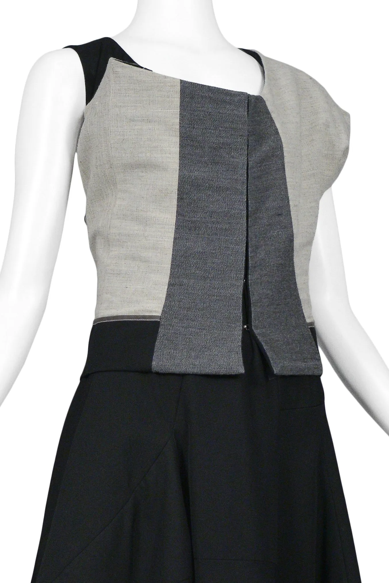 COMME DES GARCONS GREY & BLACK ASYMMETRICAL MODERNIST GOWN 1998
