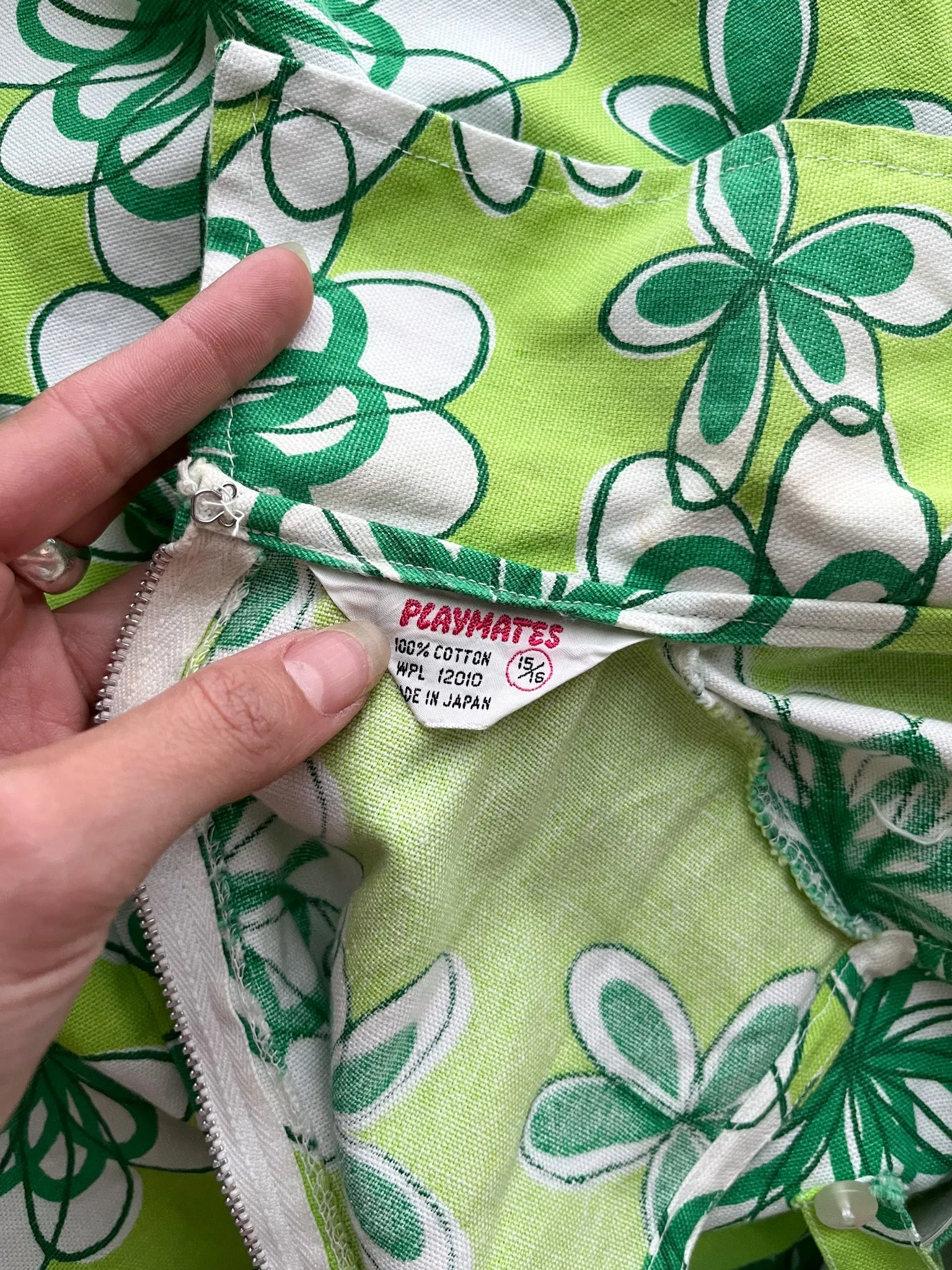 Coolest 1960's Mod Green Floral Print Romper / Sz M