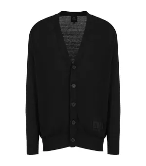 Cotton Silk Blend Button Up Cardigan Black