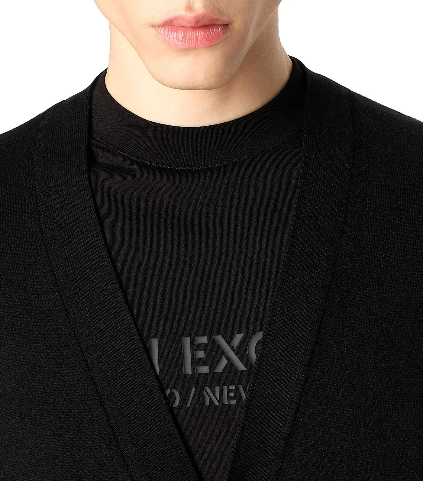 Cotton Silk Blend Button Up Cardigan Black