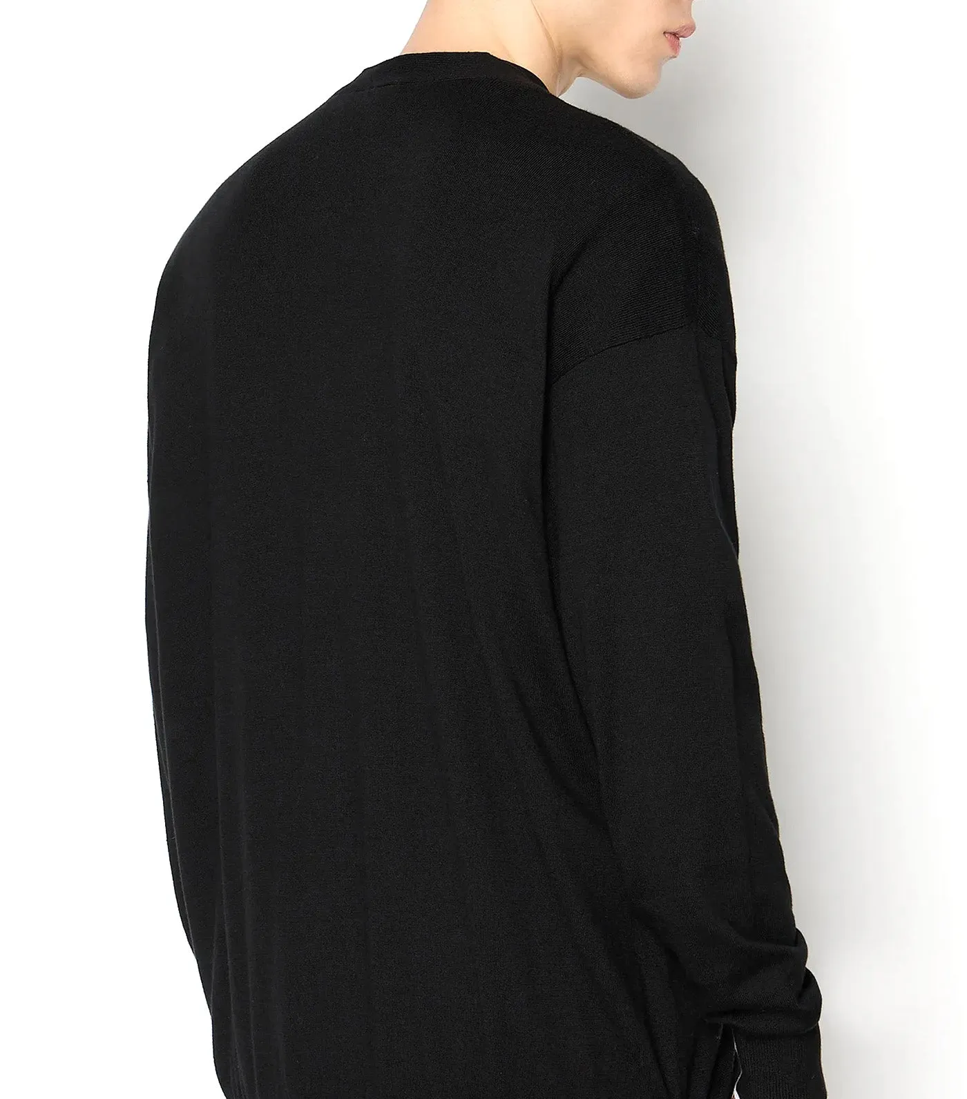 Cotton Silk Blend Button Up Cardigan Black