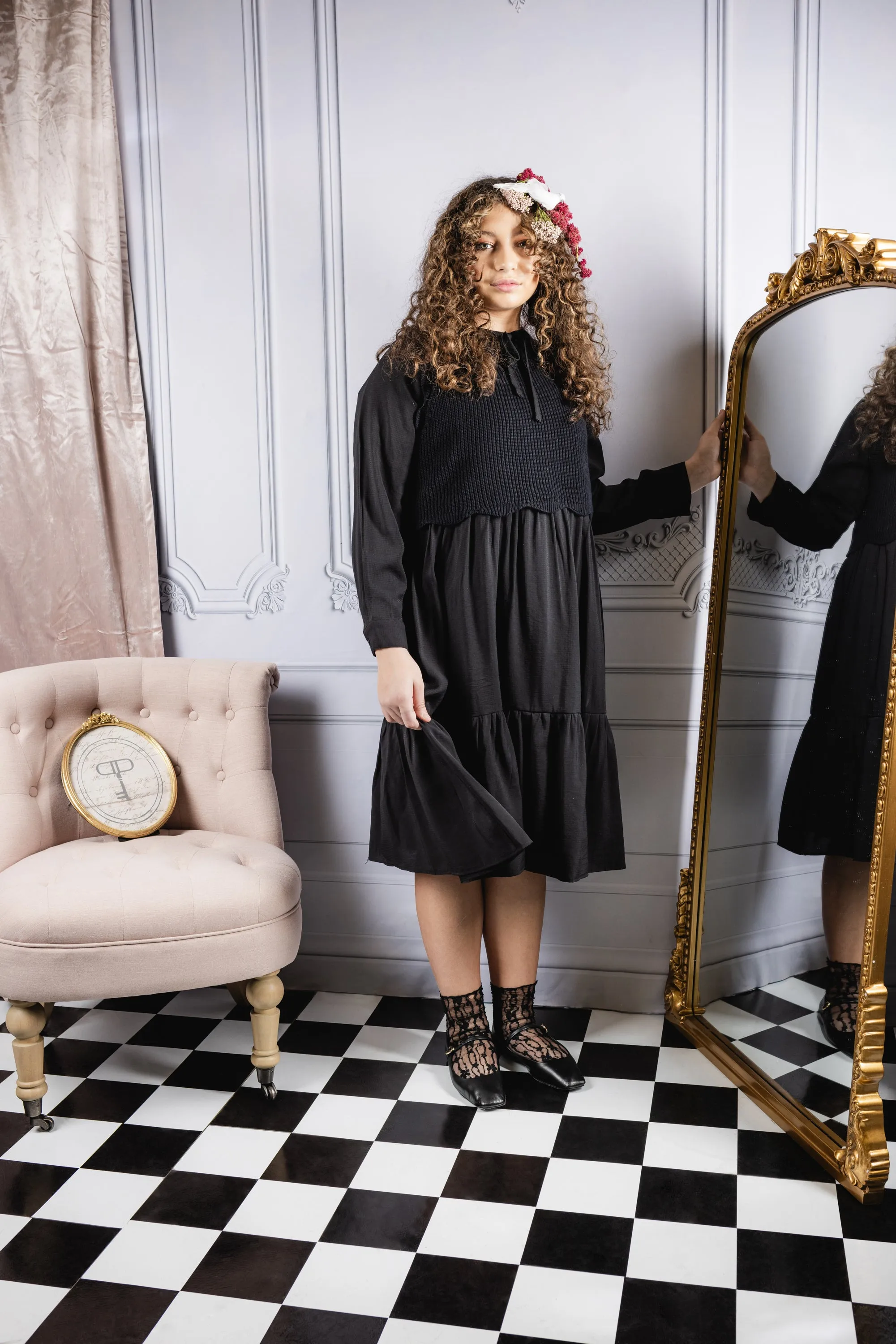 dress knit vest - black