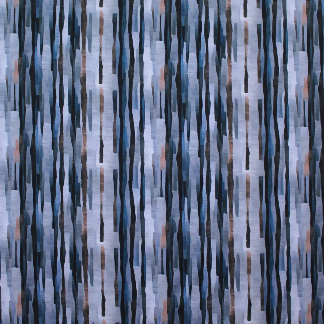 Dutch digital 'strata' cotton knit, Oeko-Tex cert. - blue tones