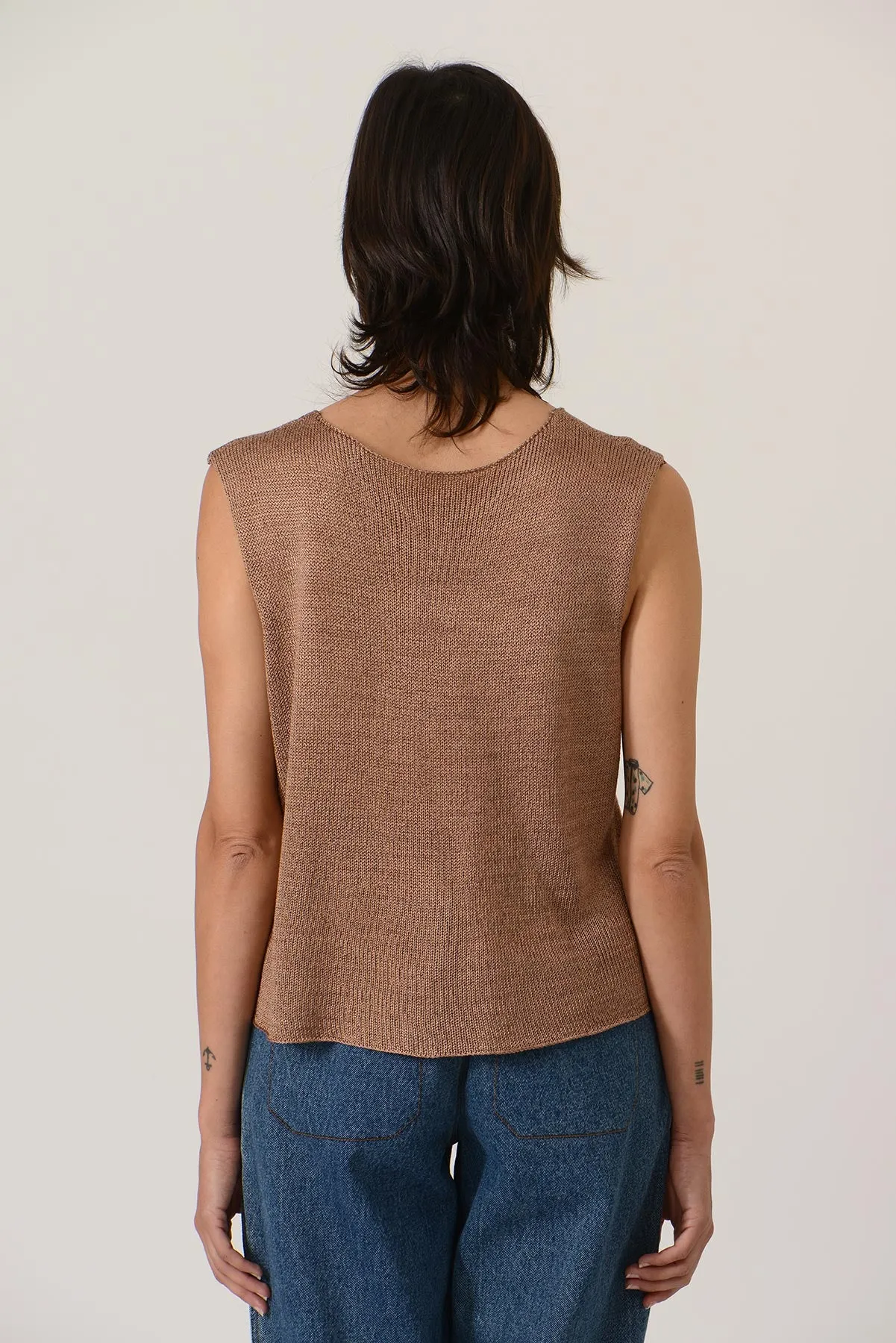 Earlymade Fish Bone See Through Knit Top - Rosé