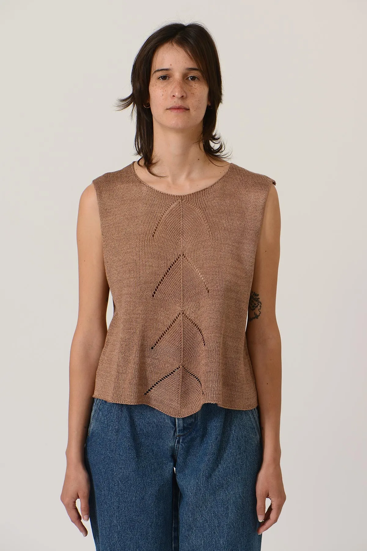 Earlymade Fish Bone See Through Knit Top - Rosé