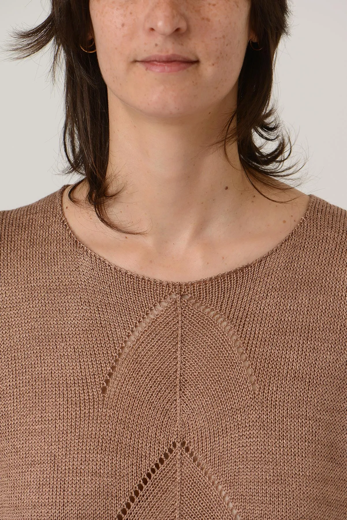 Earlymade Fish Bone See Through Knit Top - Rosé