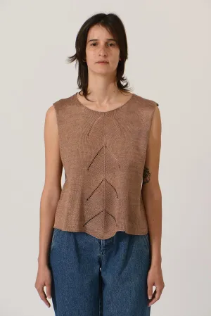 Earlymade Fish Bone See Through Knit Top - Rosé