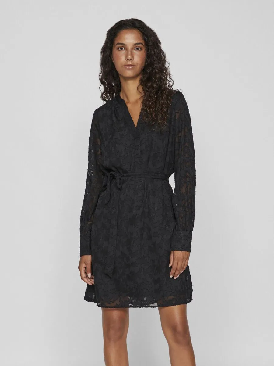 Ema V-Neck Mini Dress (Black)