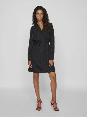 Ema V-Neck Mini Dress (Black)