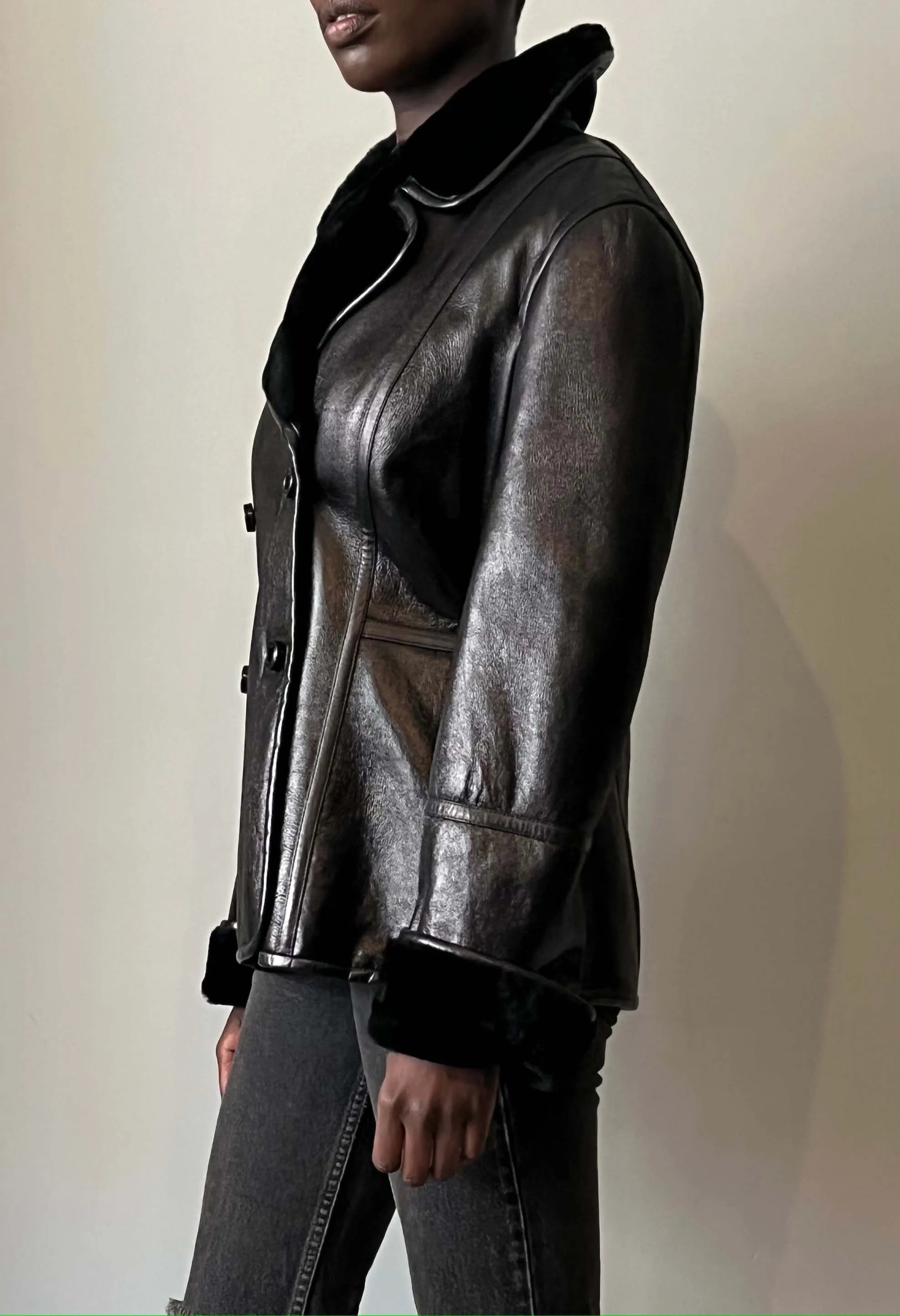 Escada black lambskin shearling jacket