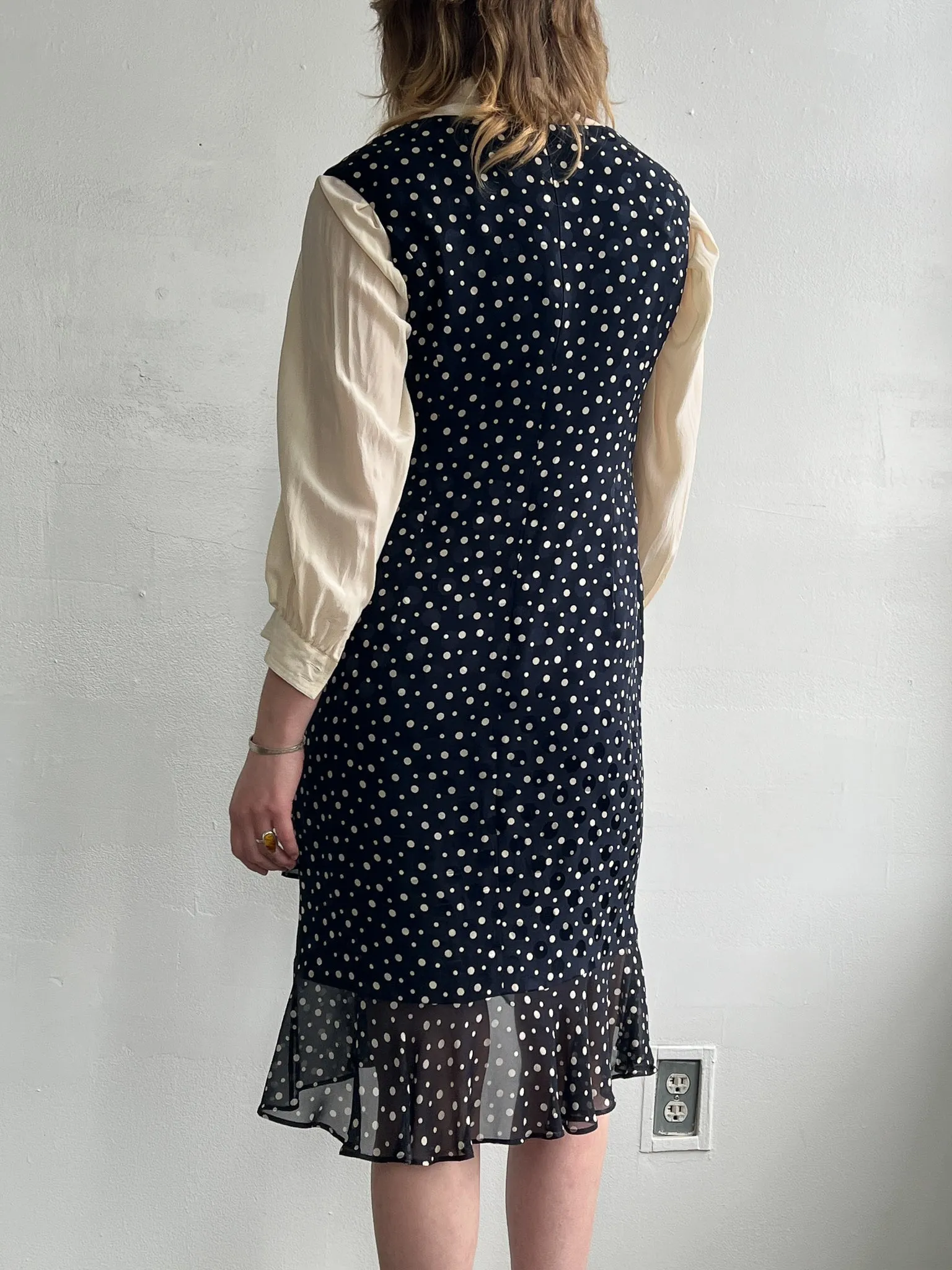 Escada Silk Dotted Ruffled Dress (M)