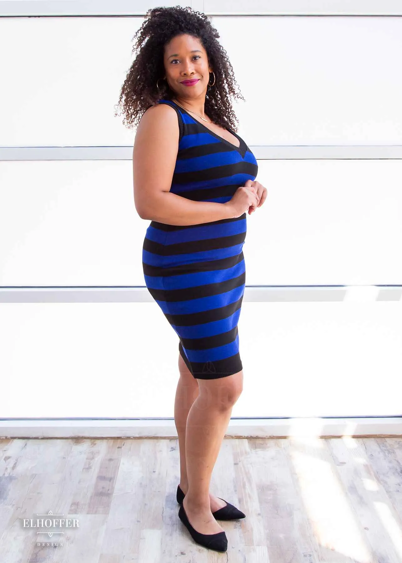 Essential Pisces Dress - Black & Blue Stripes