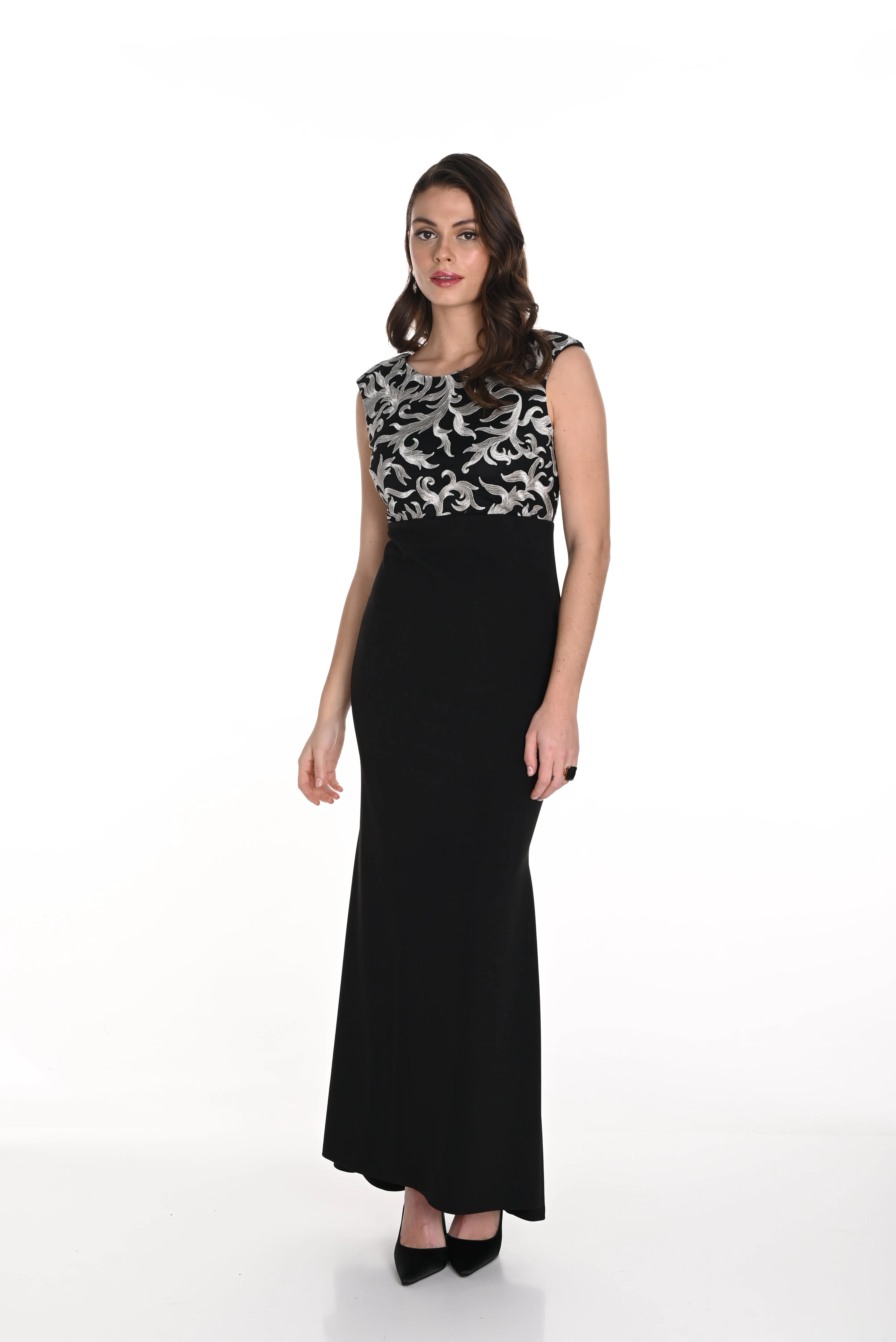 Frank Lyman Fall 2024-249235-Knit Dress-Black/Gold