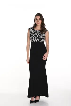 Frank Lyman Fall 2024-249235-Knit Dress-Black/Gold