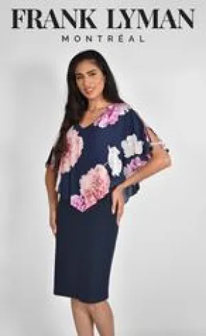 Frank Lyman Fall/Winter 2023 -222022-Knit Dress-Navy/Pink