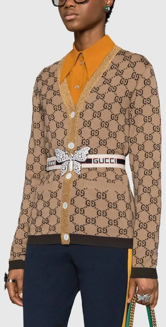 GG Jacquard Knit Cardigan Sweater