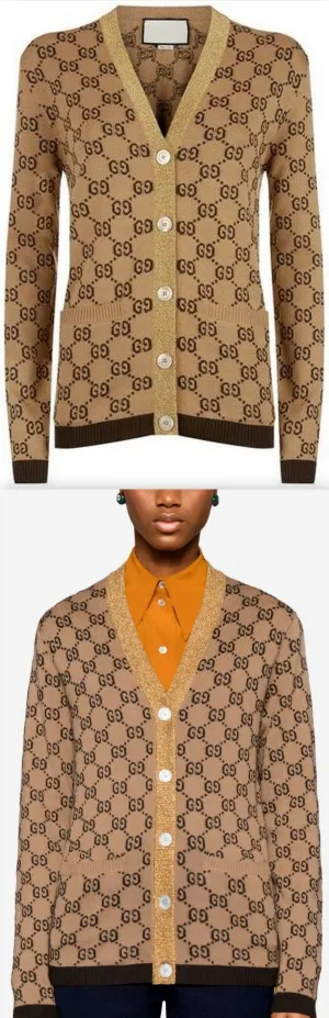 GG Jacquard Knit Cardigan Sweater