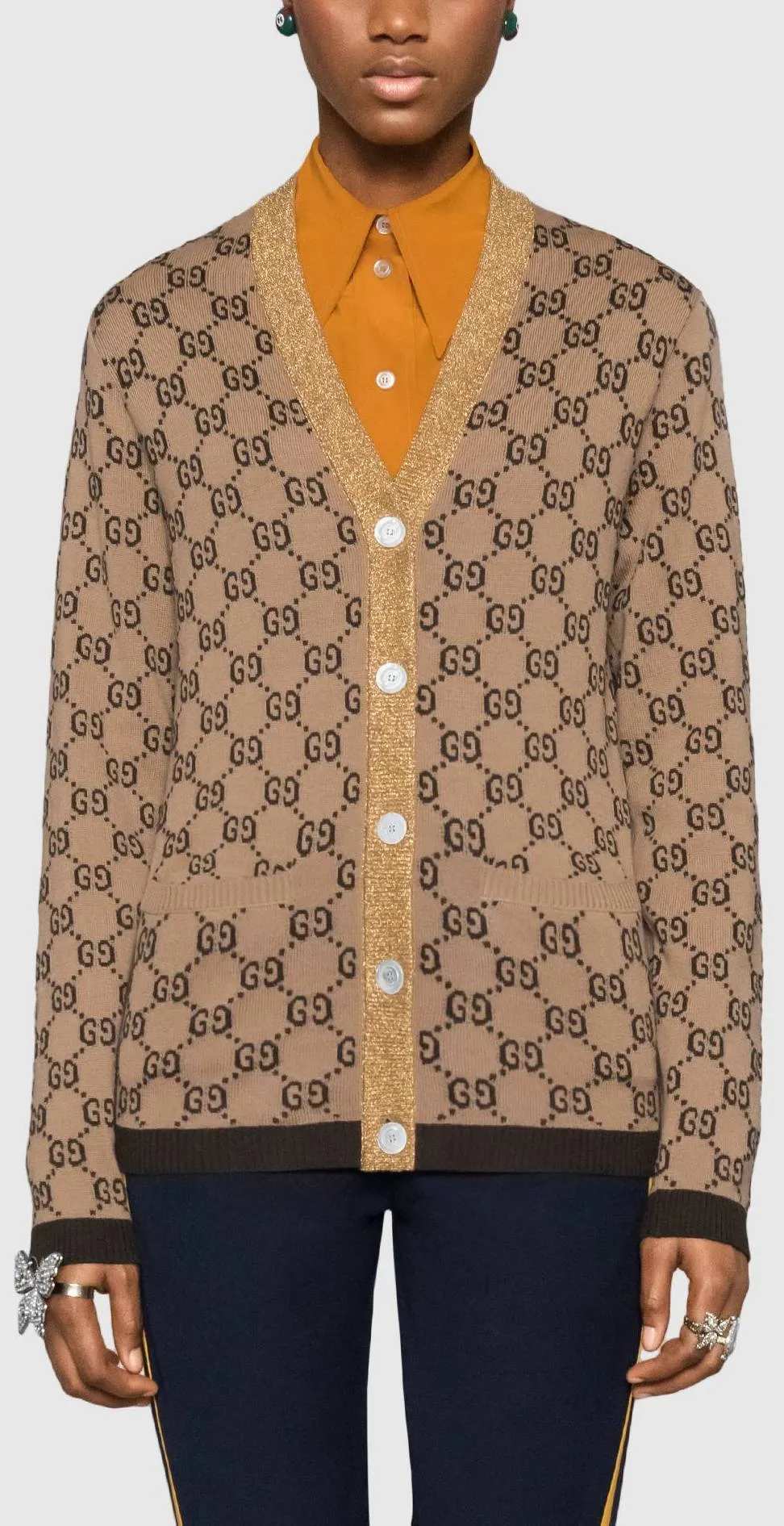 GG Jacquard Knit Cardigan Sweater