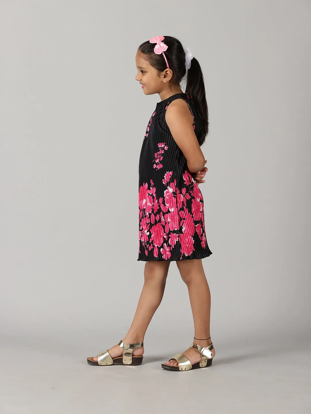Girls Pleated Halter neck Dress