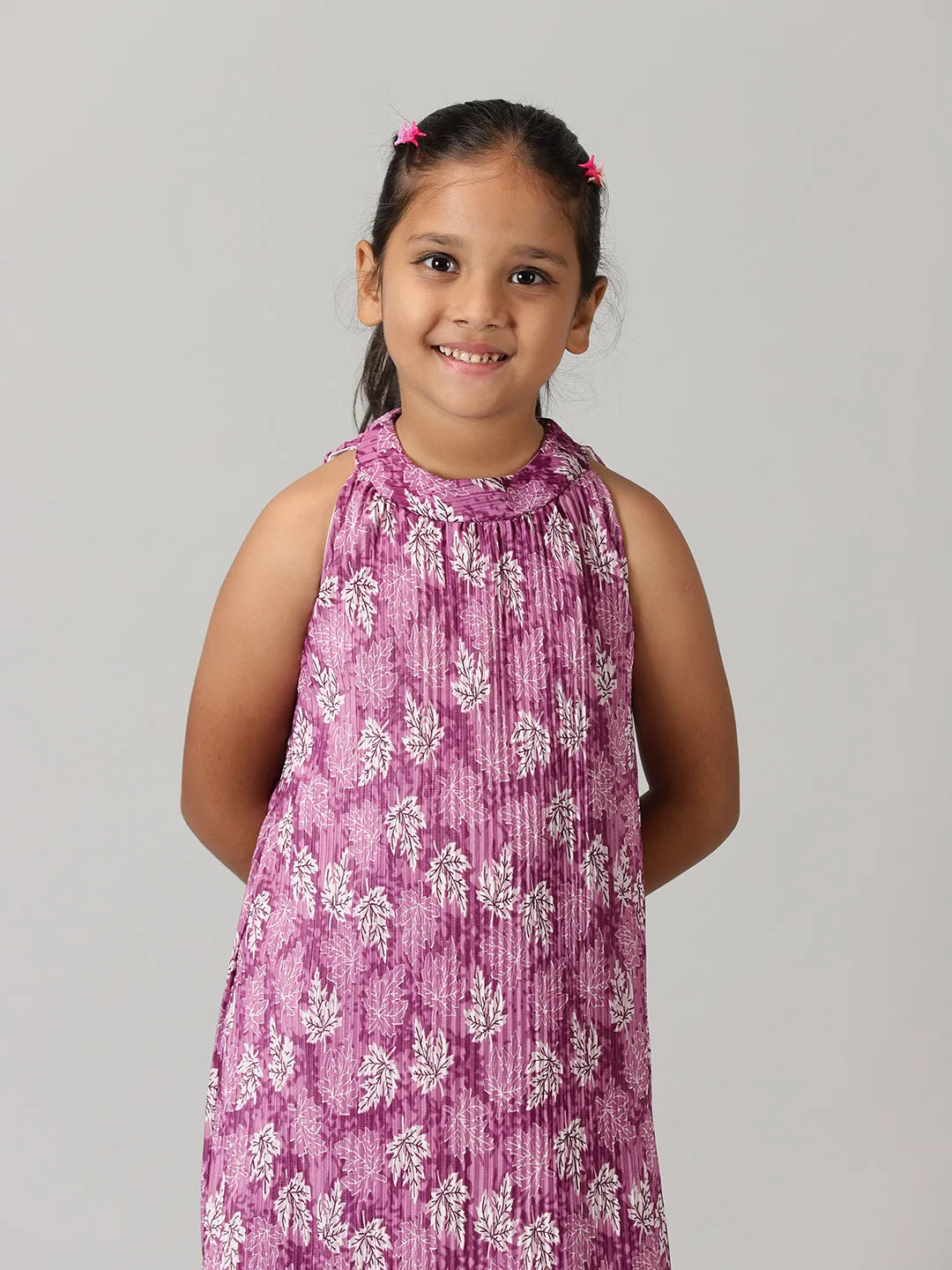 Girls Pleated Halter neck Dress