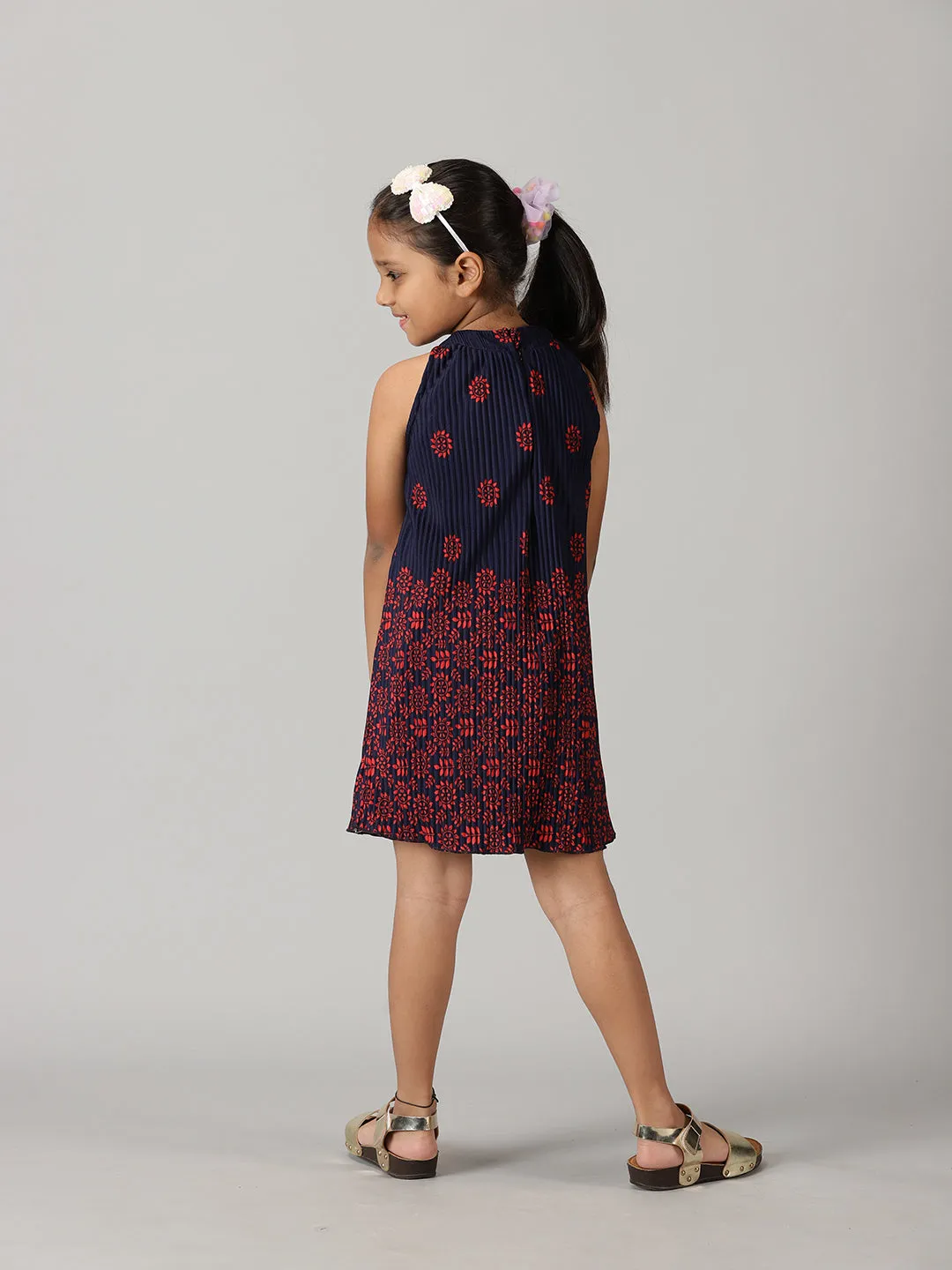 Girls Pleated Halter neck Dress