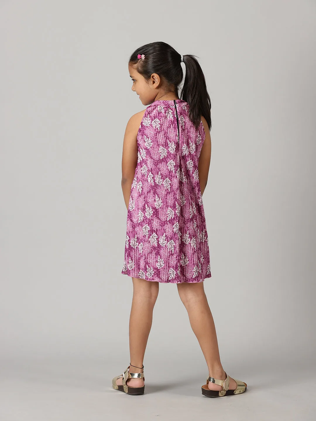Girls Pleated Halter neck Dress
