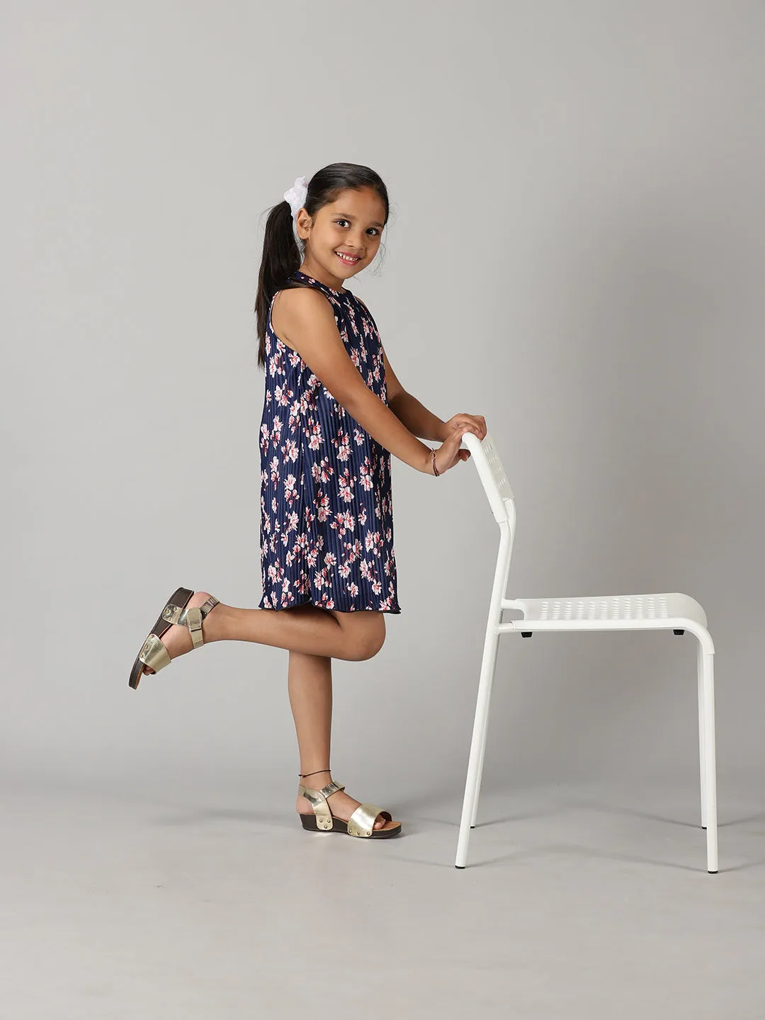 Girls Pleated Halter neck Dress