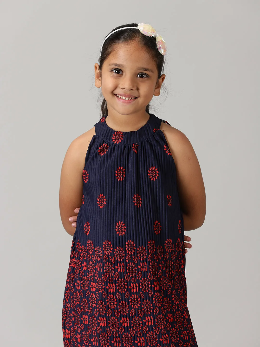 Girls Pleated Halter neck Dress