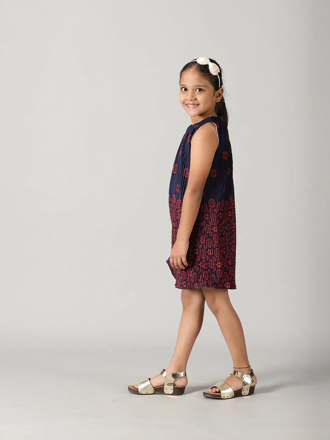 Girls Pleated Halter neck Dress