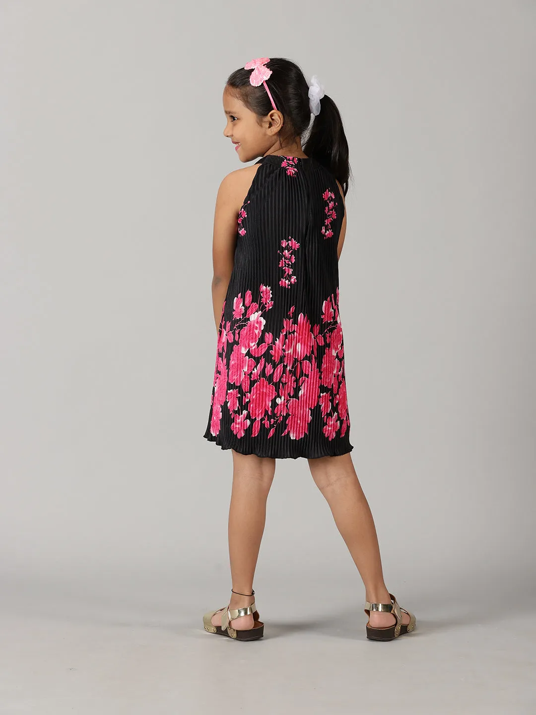 Girls Pleated Halter neck Dress