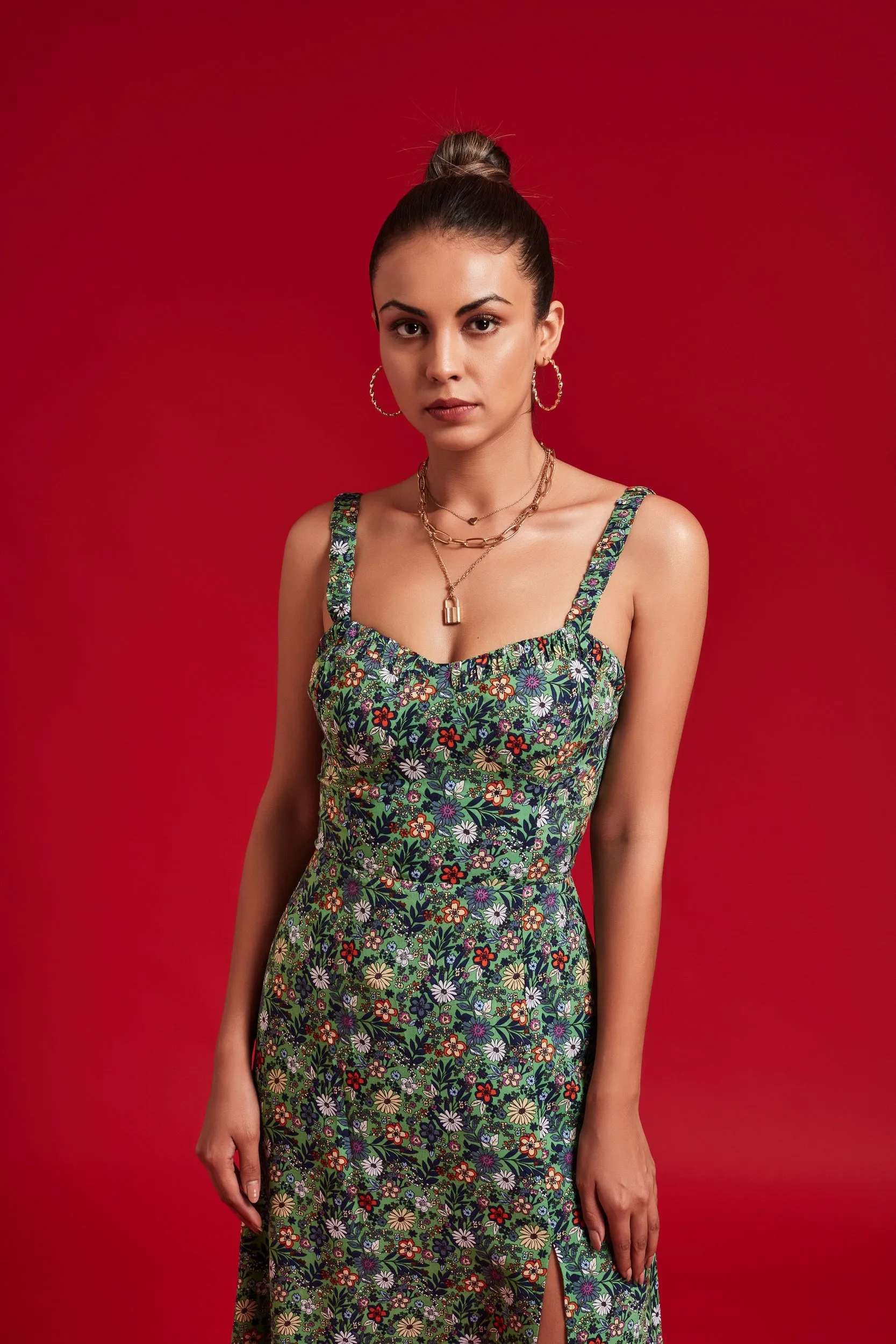 Green Floral Slip Dress