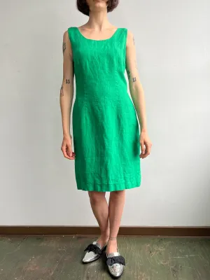Green Linen Shift Dress (S/M)