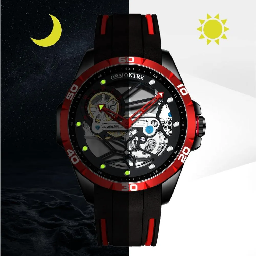 Grmontre Skeleton Automatic Watches Red G-6601M