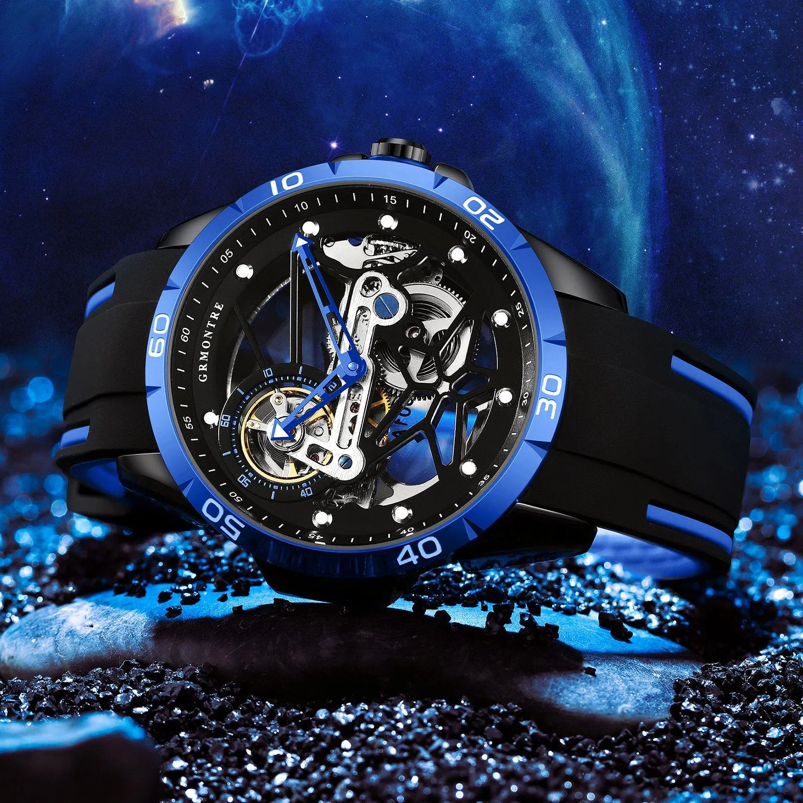 Grmontre Skeleton Automatic Watches Red G-6601M