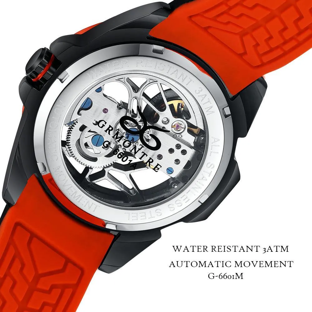 Grmontre Skeleton Automatic Watches Red G-6601M
