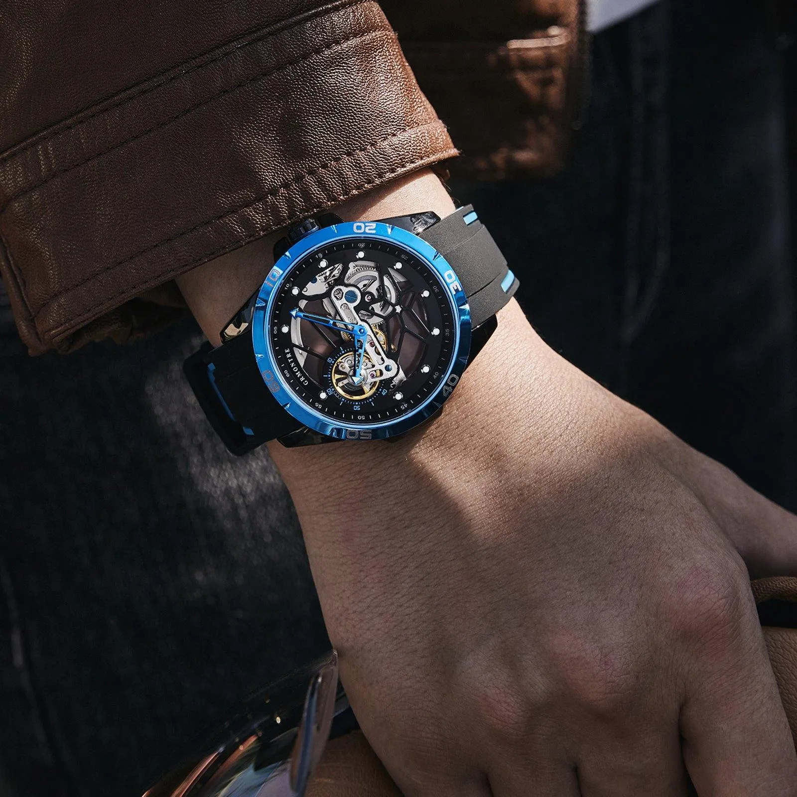 Grmontre Skeleton Automatic Watches Red G-6601M