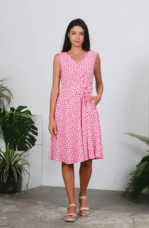 Hazel Dress in Pink Daisies Print