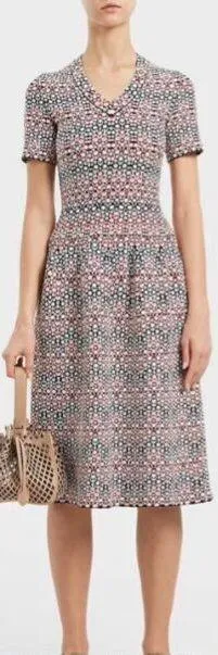 Intarsia Knit Midi Dress