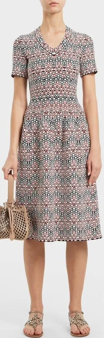 Intarsia Knit Midi Dress