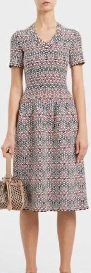 Intarsia Knit Midi Dress