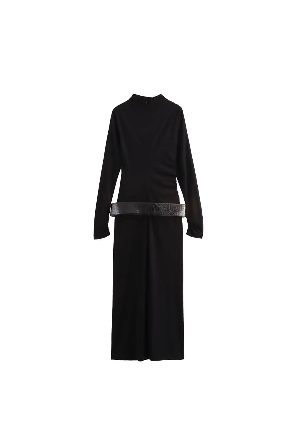 'Jade' Draped Pleated Dress with Belt