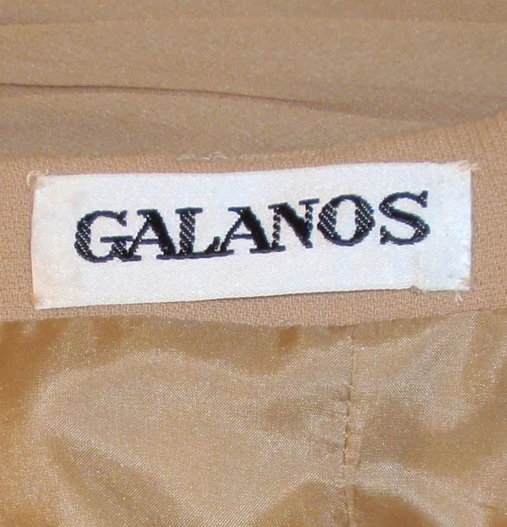 JAMES GALANOS 1990s Caramel Ruched Chiffon Cocktail Dress
