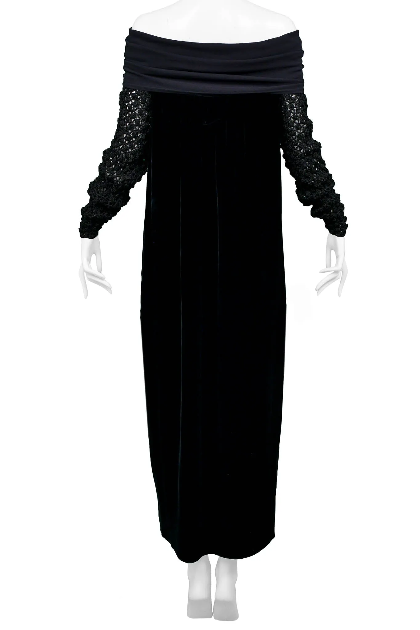 JEAN PAUL GAULTIER BLACK VELVET & KNIT COLD SHOULDER DRESS