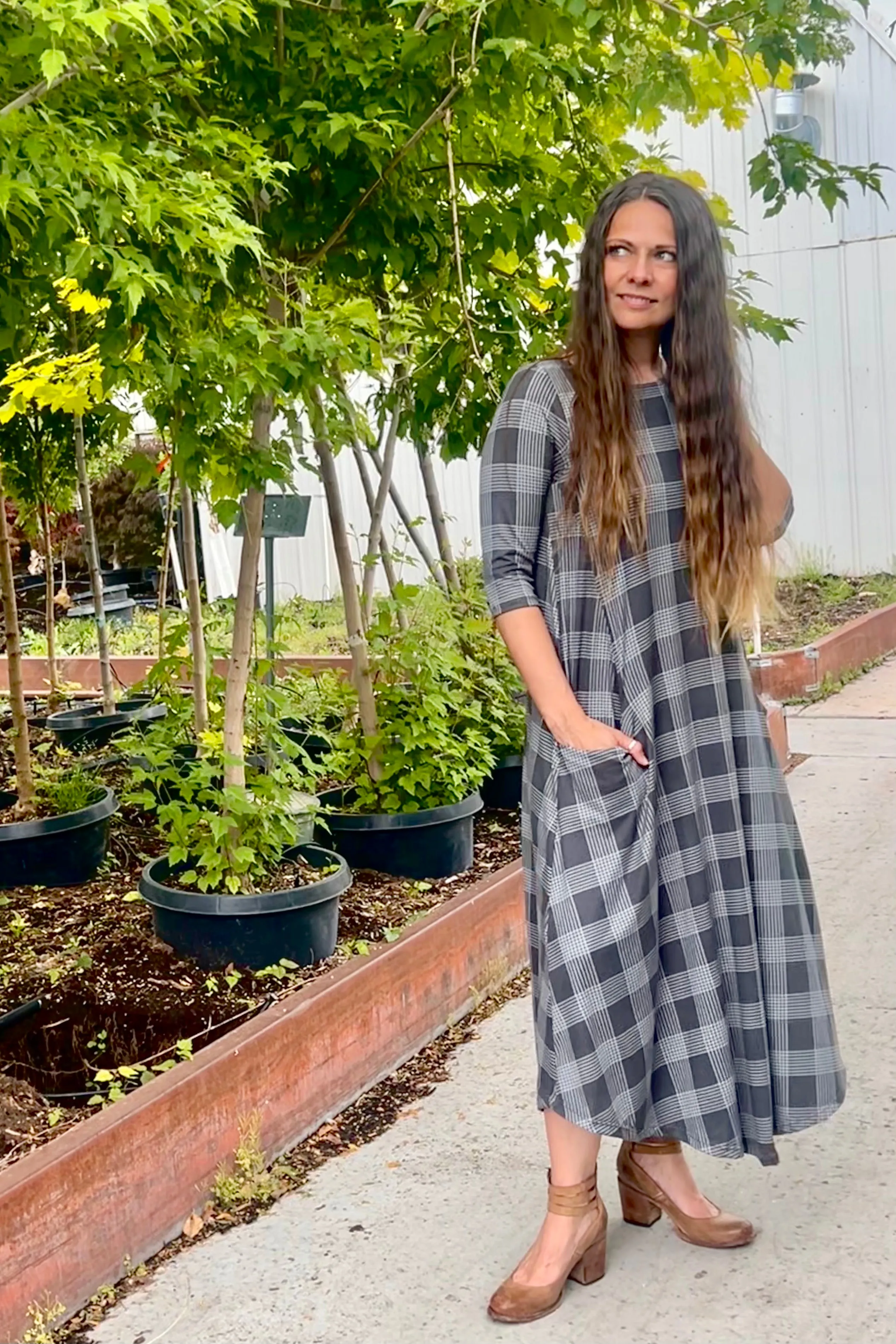 Jessi Dress Gray Plaid